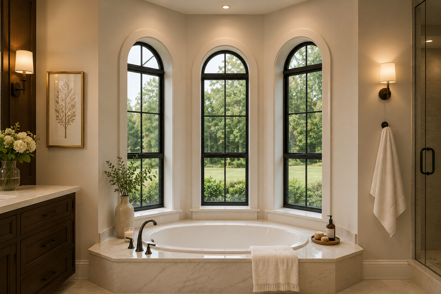 Finished bathroom remodel with walk-in shower in Jacksonville FL