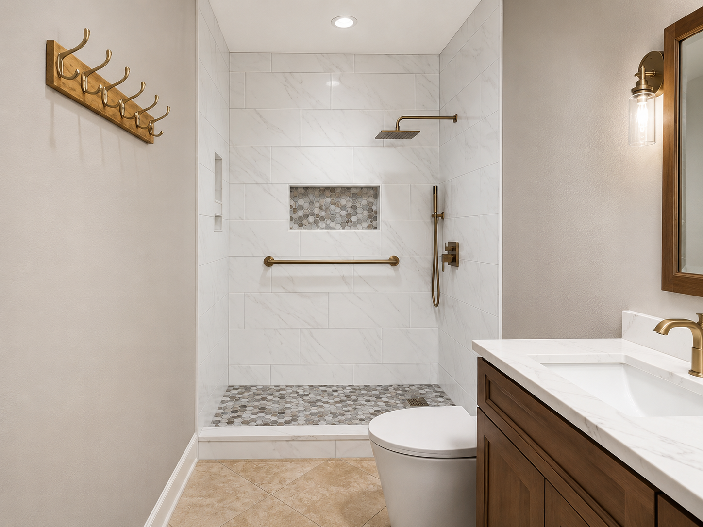 Bathroom demo, waterproofing, and tile build in Jacksonville FL